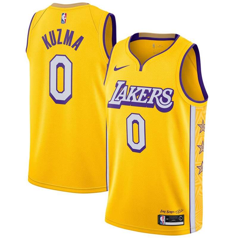 Los Angeles Lakers 2020 Yellow #0 KUZMA City Basketball Jersey (Stitched) Los Angeles Lakers 2020 Yellow #0 KUZMA City Basketball Jersey (Stitched)