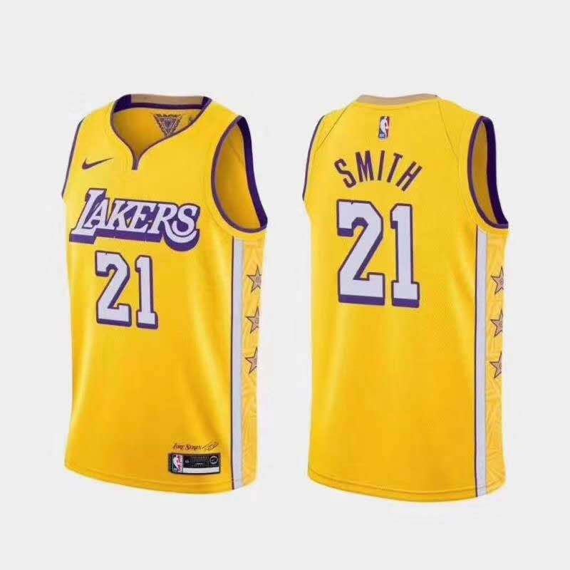 Los Angeles Lakers 2020 Yellow #21 SMITH City Basketball Jersey (Stitched) Los Angeles Lakers 2020 Yellow #21 SMITH City Basketball Jersey (Stitched)