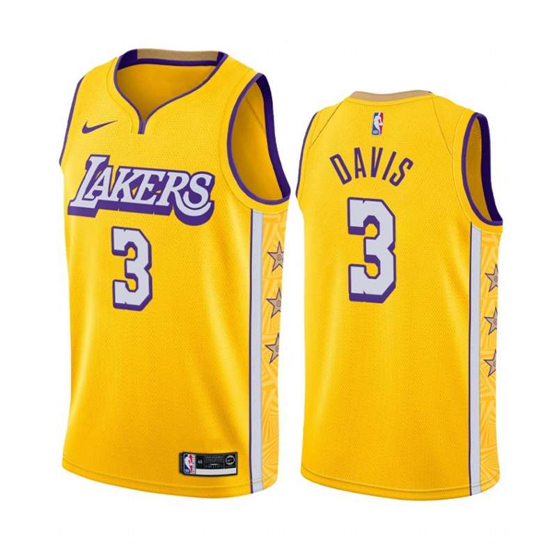 Los Angeles Lakers 2020 Yellow #3 DAVIS City Basketball Jersey (Stitched) Los Angeles Lakers 2020 Yellow #3 DAVIS City Basketball Jersey (Stitched)