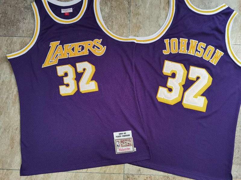 Los Angeles Lakers 1984/85 Purple #32 JOHNSON Classics Basketball Jersey 02 (Closely Stitched) Los Angeles Lakers 1984/85 Purple #32 JOHNSON Classics Basketball Jersey 02 (Closely Stitched)