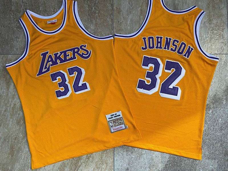 Los Angeles Lakers 1984/85 Yellow #32 JOHNSON Classics Basketball Jersey (Closely Stitched) Los Angeles Lakers 1984/85 Yellow #32 JOHNSON Classics Basketball Jersey (Closely Stitched)