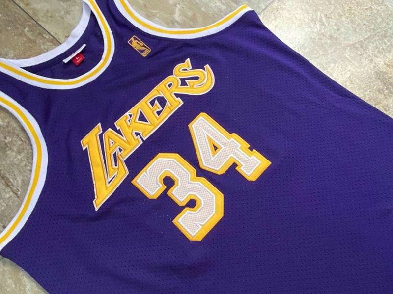 Los Angeles Lakers 1996/97 Purple #34 ONEAL Classics Basketball Jersey (Closely Stitched)