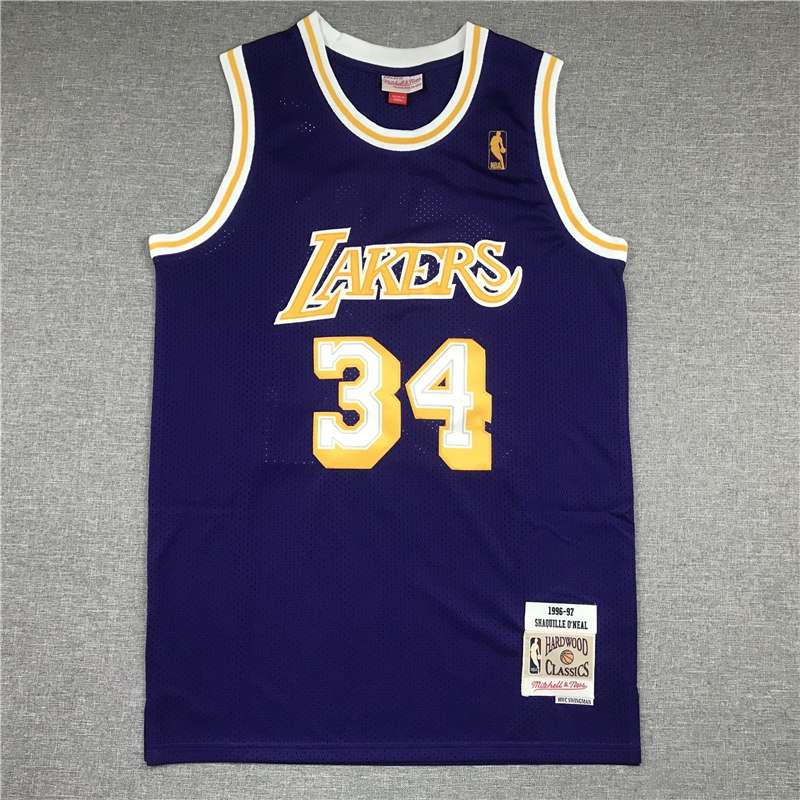 Los Angeles Lakers 1996/97 Purple #34 ONEAL Classics Basketball Jersey (Stitched) Los Angeles Lakers 1996/97 Purple #34 ONEAL Classics Basketball Jersey (Stitched)