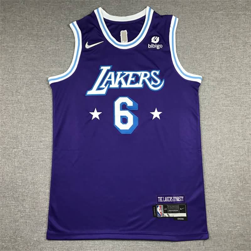 Los Angeles Lakers 21/22 Purple #6 JAMES City Basketball Jersey (Stitched) Los Angeles Lakers 21/22 Purple #6 JAMES City Basketball Jersey (Stitched)