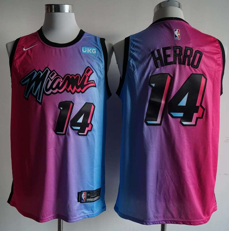 Miami Heat 20/21 Pink Blue #14 HERRO City Basketball Jersey (Stitched) Miami Heat 20/21 Pink Blue #14 HERRO City Basketball Jersey (Stitched)