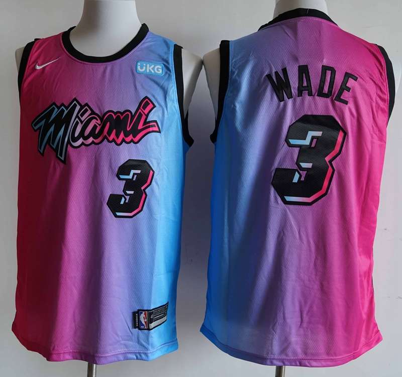 Miami Heat 20/21 Pink Blue #3 WADE City Basketball Jersey (Stitched) Miami Heat 20/21 Pink Blue #3 WADE City Basketball Jersey (Stitched)