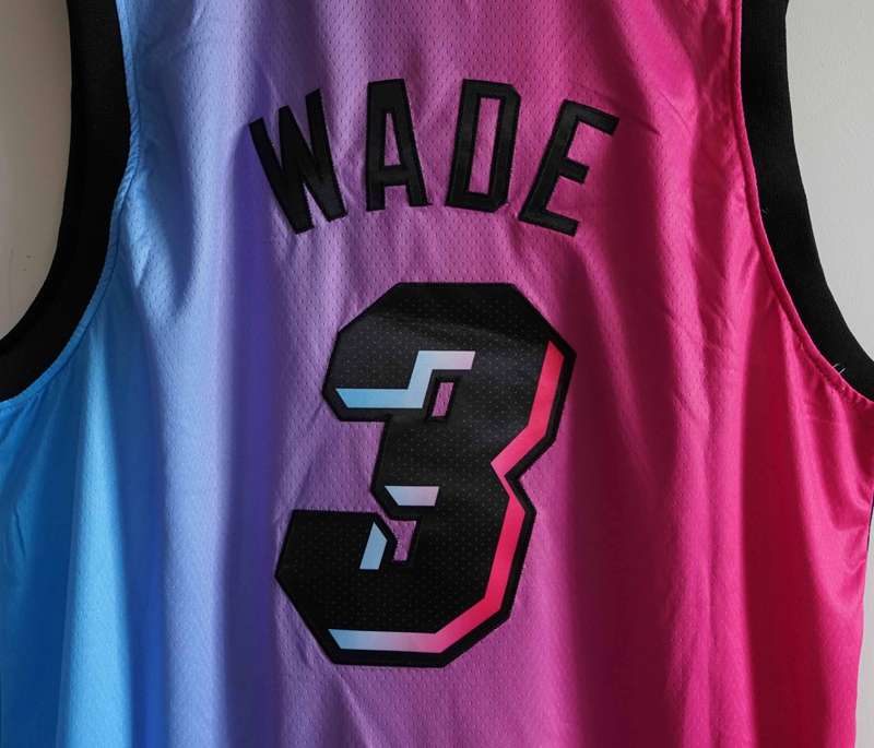 Miami Heat 20/21 Pink Blue #3 WADE City Basketball Jersey (Stitched)