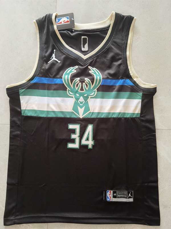 Milwaukee Bucks 20/21 Black #34 ANTETOKOUNMPO AJ Basketball Jersey (Stitched) Milwaukee Bucks 20/21 Black #34 ANTETOKOUNMPO AJ Basketball Jersey (Stitched)