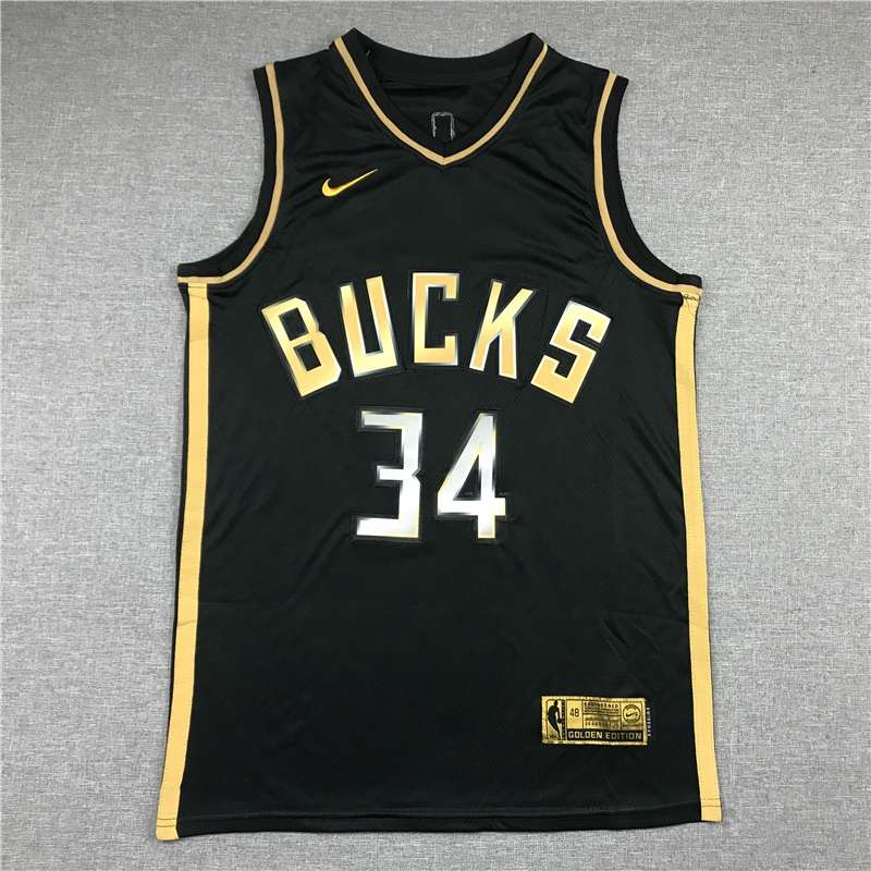Milwaukee Bucks 20/21 Black Gold #34 ANTETOKOUNMPO Basketball Jersey (Stitched) Milwaukee Bucks 20/21 Black Gold #34 ANTETOKOUNMPO Basketball Jersey (Stitched)