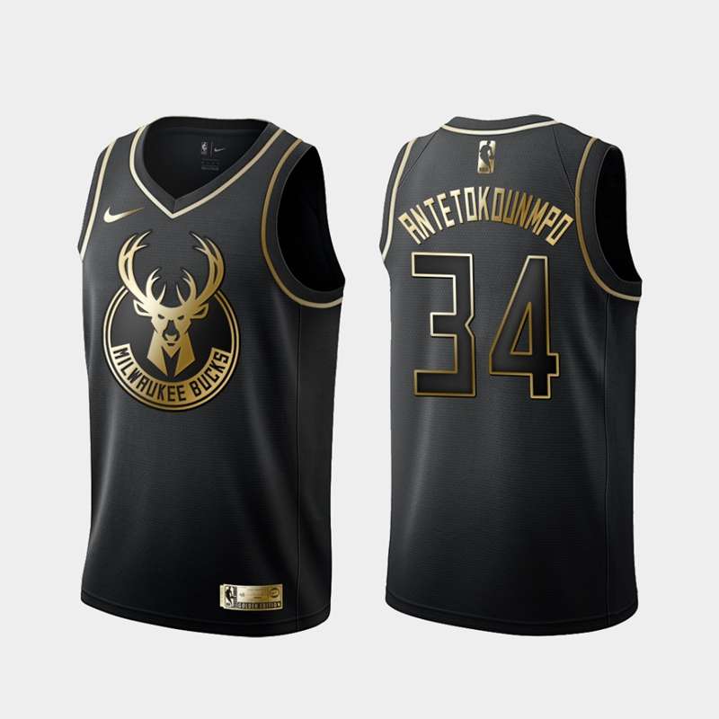 Milwaukee Bucks 2020 Black Gold #34 ANTETOKOUNMPO Basketball Jersey (Stitched) Milwaukee Bucks 2020 Black Gold #34 ANTETOKOUNMPO Basketball Jersey (Stitched)