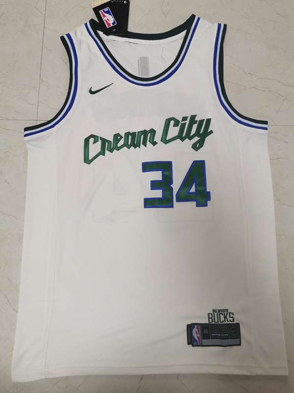 Milwaukee Bucks 2020 White #34 ANTETOKOUNMPO City Basketball Jersey (Stitched) Milwaukee Bucks 2020 White #34 ANTETOKOUNMPO City Basketball Jersey (Stitched)
