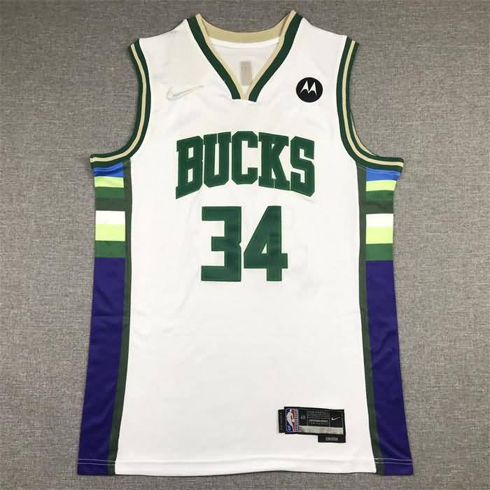 Milwaukee Bucks 21/22 White #34 ANTETOKOUNMPO City Basketball Jersey (Stitched) Milwaukee Bucks 21/22 White #34 ANTETOKOUNMPO City Basketball Jersey (Stitched)