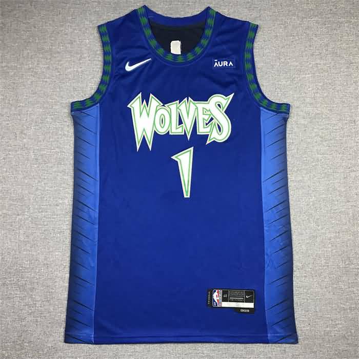 Minnesota Timberwolves 21/22 Blue #1 EDWARDS City Basketball Jersey (Stitched) Minnesota Timberwolves 21/22 Blue #1 EDWARDS City Basketball Jersey (Stitched)