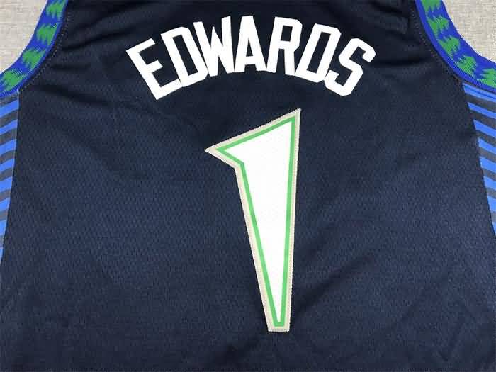 Minnesota Timberwolves 21/22 Blue #1 EDWARDS City Basketball Jersey (Stitched)