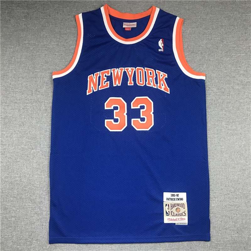 New York Knicks 1991/92 Blue #33 EWING Classics Basketball Jersey (Stitched) New York Knicks 1991/92 Blue #33 EWING Classics Basketball Jersey (Stitched)