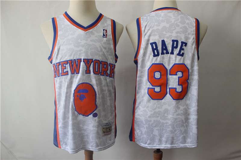New York Knicks White #93 BAPE Classics Basketball Jersey (Stitched) New York Knicks White #93 BAPE Classics Basketball Jersey (Stitched)