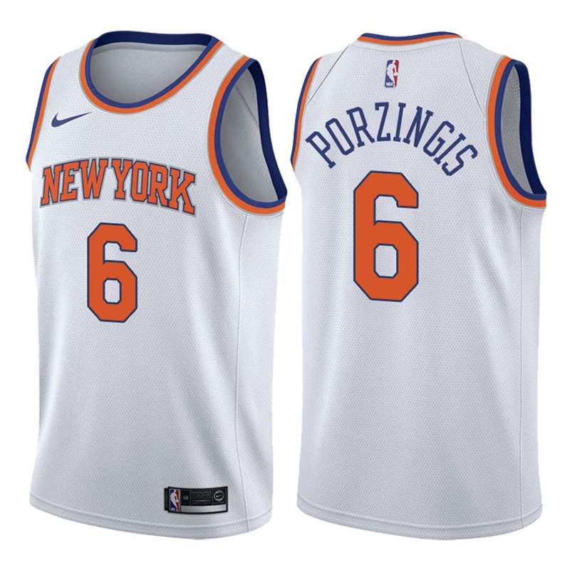 New York Knicks White #6 PORZINGIS Basketball Jersey (Stitched) New York Knicks White #6 PORZINGIS Basketball Jersey (Stitched)