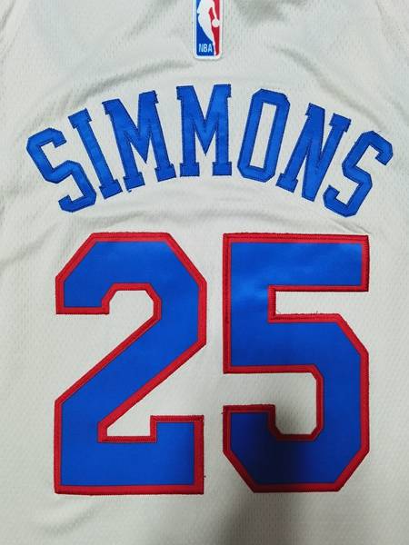 Philadelphia 76ers 20/21 Cream #25 SIMMONS Basketball Jersey (Stitched)