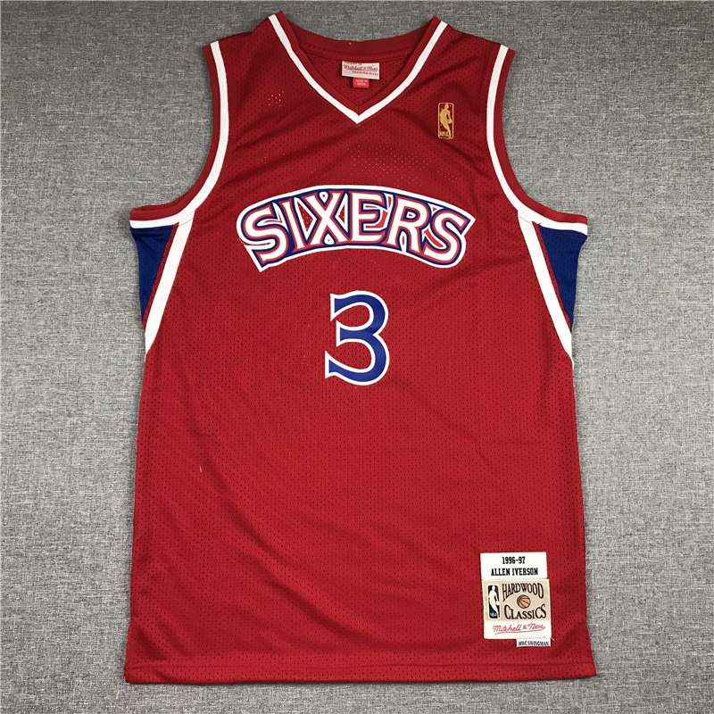 Philadelphia 76ers 1996/97 Red #3 IVERSON Classics Basketball Jersey (Stitched) Philadelphia 76ers 1996/97 Red #3 IVERSON Classics Basketball Jersey (Stitched)
