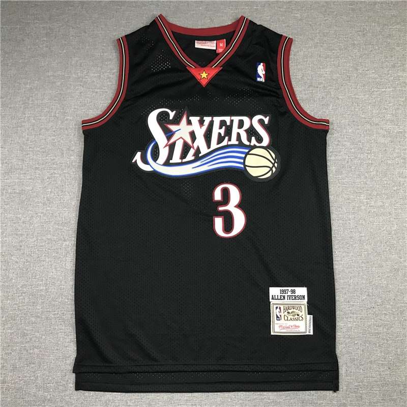 Philadelphia 76ers 1997/98 Black #3 IVERSON Classics Basketball Jersey 02 (Closely Stitched) Philadelphia 76ers 1997/98 Black #3 IVERSON Classics Basketball Jersey 02 (Closely Stitched)