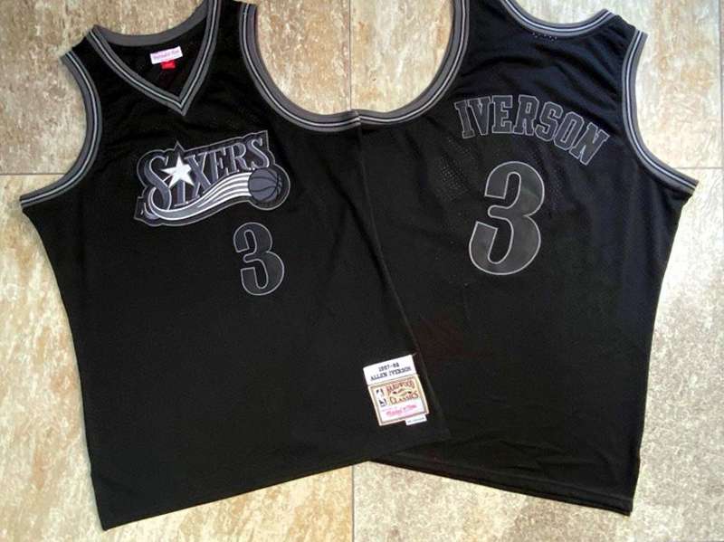 Philadelphia 76ers 1997/98 Black #3 IVERSON Classics Basketball Jersey 03 (Closely Stitched) Philadelphia 76ers 1997/98 Black #3 IVERSON Classics Basketball Jersey 03 (Closely Stitched)