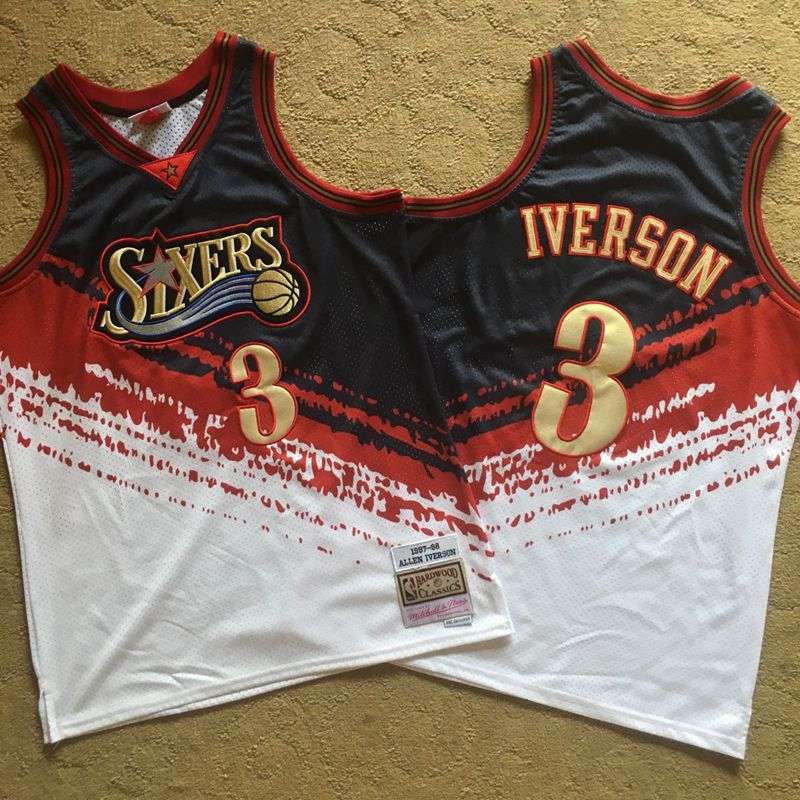 Philadelphia 76ers 1997/98 Black White #3 IVERSON Classics Basketball Jersey (Closely Stitched) Philadelphia 76ers 1997/98 Black White #3 IVERSON Classics Basketball Jersey (Closely Stitched)