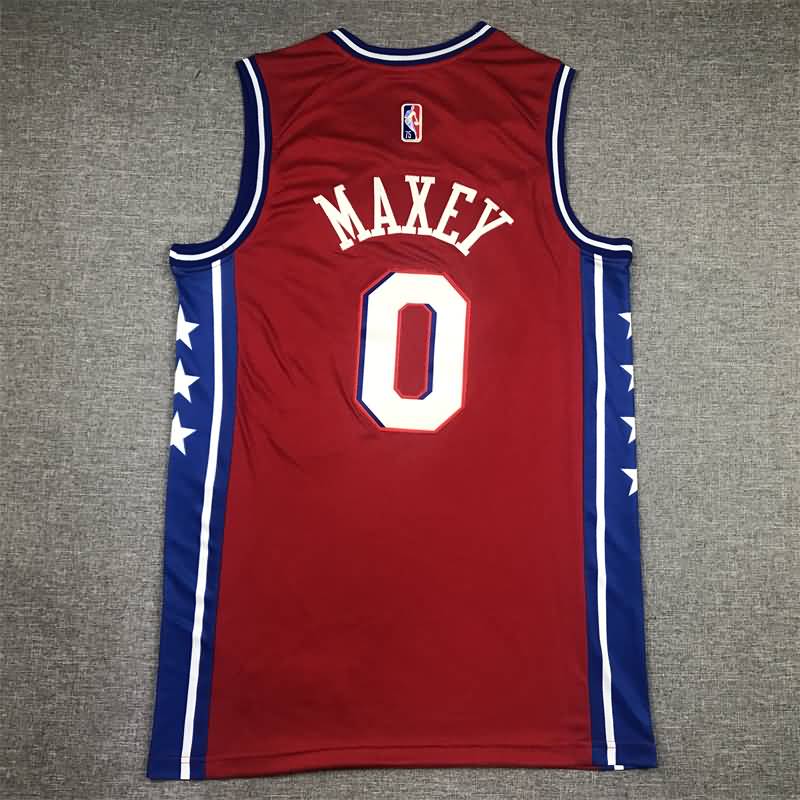 Philadelphia 76ers 21/22 Red #0 MAXEY AJ Basketball Jersey (Stitched)