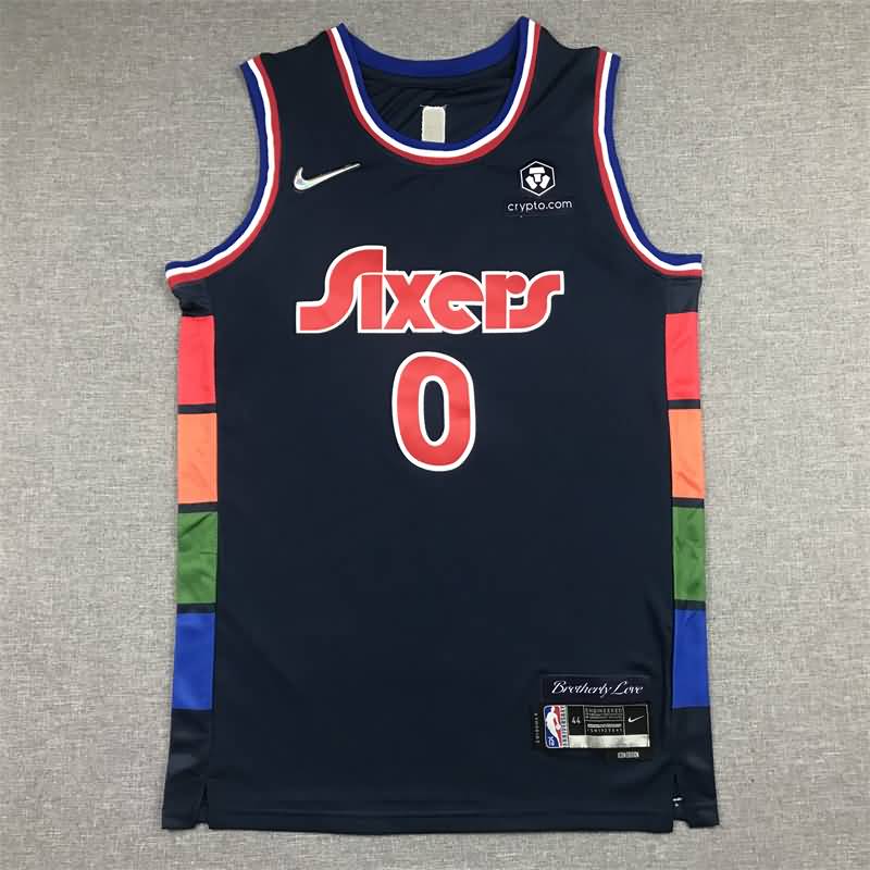 Philadelphia 76ers 21/22 Dark Blue #0 MAXEY City Basketball Jersey (Stitched)