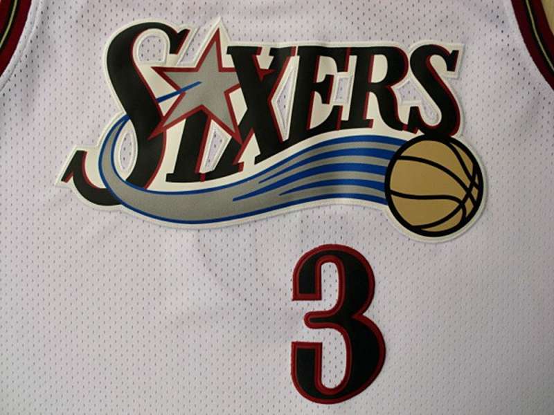 Philadelphia 76ers White #3 IVERSON Classics Basketball Jersey (Stitched)