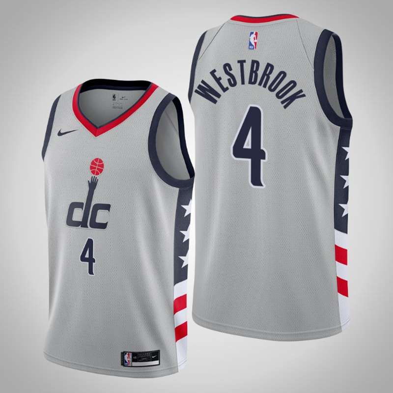 Washington Wizards 20/21 Grey #4 WESTBROOK City Basketball Jersey (Stitched) Washington Wizards 20/21 Grey #4 WESTBROOK City Basketball Jersey (Stitched)
