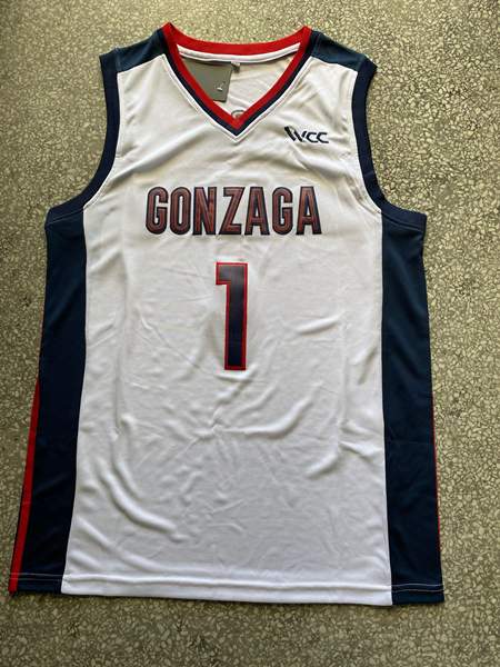 Gonzaga Bulldogs White #1 SUGGS NCAA Basketball Jersey Gonzaga Bulldogs White #1 SUGGS NCAA Basketball Jersey