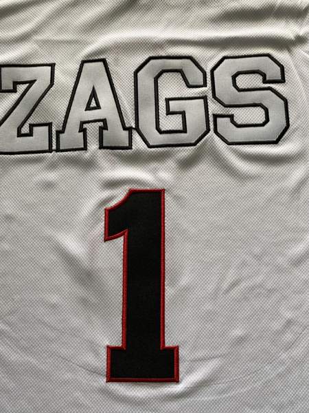 Gonzaga Bulldogs White #1 SUGGS NCAA Basketball Jersey 03