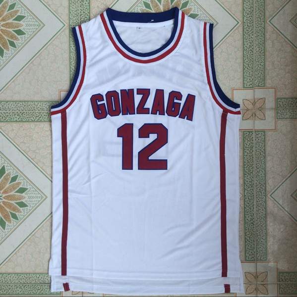 Gonzaga Bulldogs White #12 STOCKTON NCAA Basketball Jersey Gonzaga Bulldogs White #12 STOCKTON NCAA Basketball Jersey