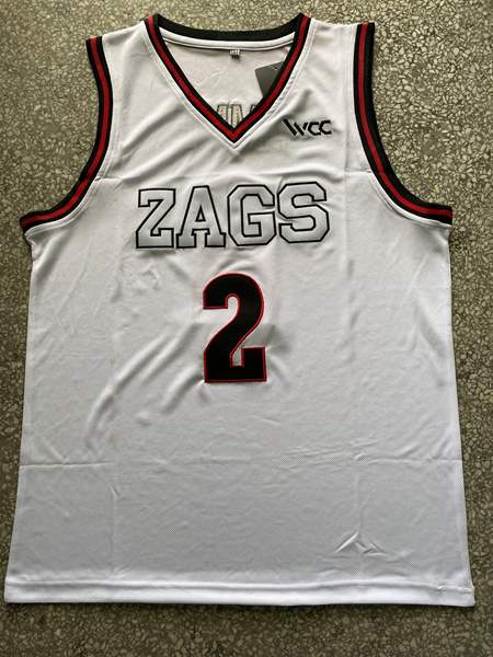 Gonzaga Bulldogs White #2 TIMME NCAA Basketball Jersey Gonzaga Bulldogs White #2 TIMME NCAA Basketball Jersey