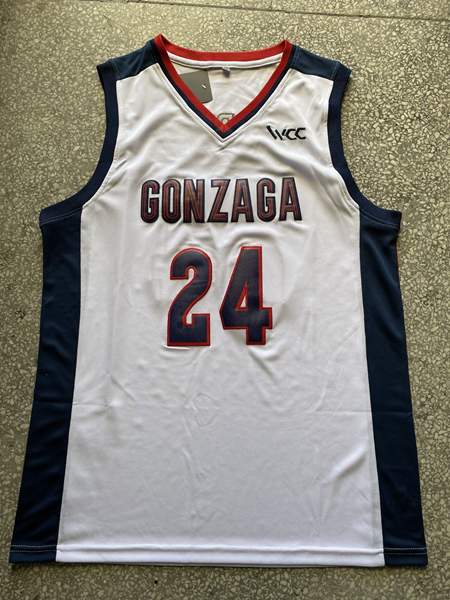 Gonzaga Bulldogs White #24 KISPERT NCAA Basketball Jersey Gonzaga Bulldogs White #24 KISPERT NCAA Basketball Jersey