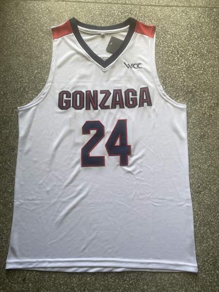 Gonzaga Bulldogs White #24 KISPERT NCAA Basketball Jersey 02 Gonzaga Bulldogs White #24 KISPERT NCAA Basketball Jersey 02