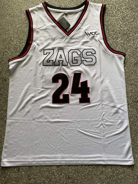 Gonzaga Bulldogs White #24 KISPERT NCAA Basketball Jersey 03 Gonzaga Bulldogs White #24 KISPERT NCAA Basketball Jersey 03