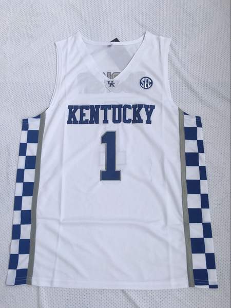 Kentucky Wildcats White #1 BOOKER NCAA Basketball Jersey Kentucky Wildcats White #1 BOOKER NCAA Basketball Jersey