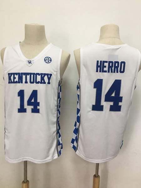 Kentucky Wildcats White #14 HERRO NCAA Basketball Jersey Kentucky Wildcats White #14 HERRO NCAA Basketball Jersey