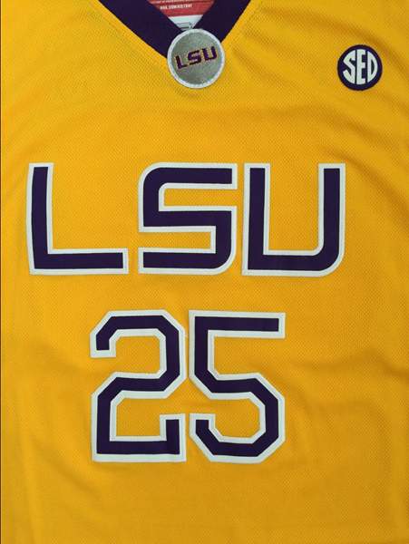 LSU Tigers Yellow #25 SIMMONS NCAA Basketball Jersey