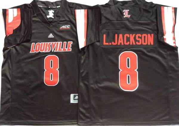 Louisville Cardinals Black #8 L.JACKSON NCAA Football Jersey Louisville Cardinals Black #8 L.JACKSON NCAA Football Jersey