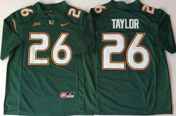 Miami Hurricanes Green #26 TAYLOR NCAA Football Jersey Miami Hurricanes Green #26 TAYLOR NCAA Football Jersey
