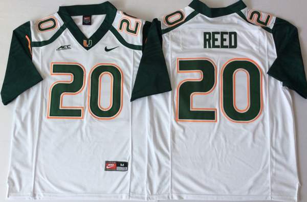 Miami Hurricanes White #20 REED NCAA Football Jersey Miami Hurricanes White #20 REED NCAA Football Jersey