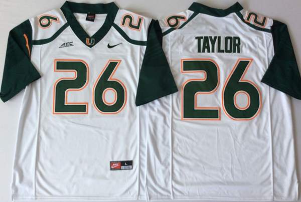 Miami Hurricanes White #26 TAYLOR NCAA Football Jersey Miami Hurricanes White #26 TAYLOR NCAA Football Jersey