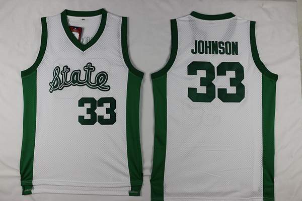 Michigan State Spartans White #33 JOHNSON NCAA Basketball Jersey Michigan State Spartans White #33 JOHNSON NCAA Basketball Jersey