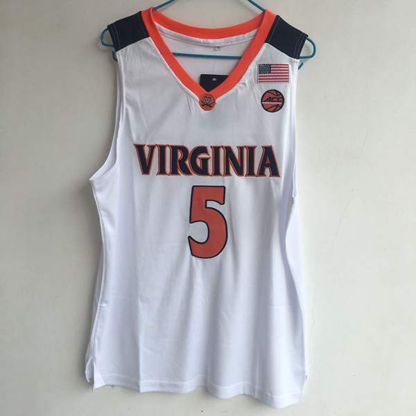 Virginia Cavaliers White #5 GUY NCAA Basketball Jersey Virginia Cavaliers White #5 GUY NCAA Basketball Jersey