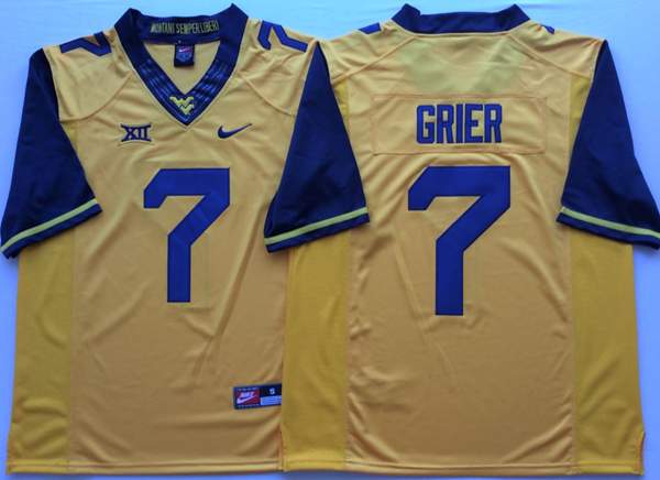 West Virginia Mountaineers Yellow #7 GRIER NCAA Football Jersey West Virginia Mountaineers Yellow #7 GRIER NCAA Football Jersey