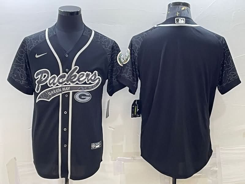 Green Bay Packers Black RFLCTV MLB&NFL Jersey Green Bay Packers Black RFLCTV MLB&NFL Jersey