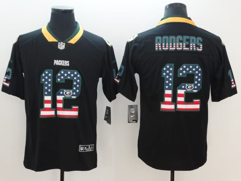 Green Bay Packers Black USA Flag NFL Jersey Green Bay Packers Black USA Flag NFL Jersey