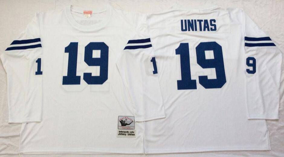 Indianapolis Colts White Retro Long Sleeve NFL Jersey